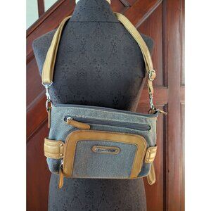 Stone Mountain Gray & Tan Dual Strap Crossbody Bag
